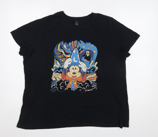 Disney Gildan Women’s Black XL Graphic T-Shirt Mickey Fantasia 100% Cotton