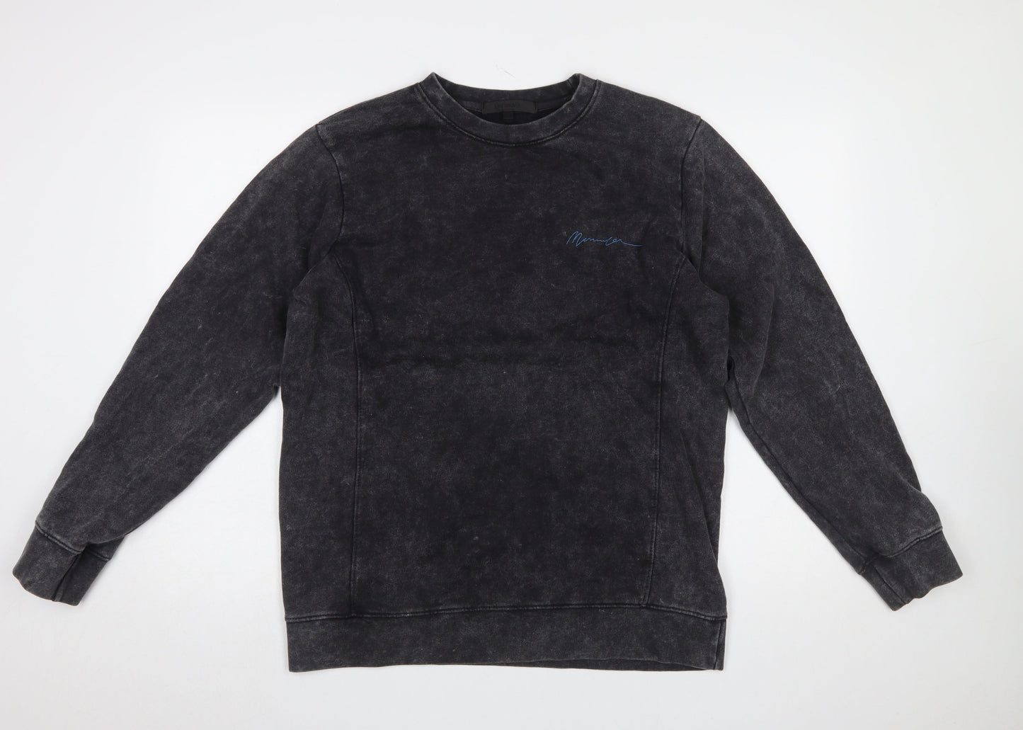 Mennace Men's Black Cotton Crew Neck Sweatshirt Size S Regular Fit