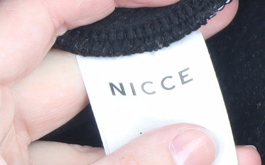 NICCE Mens Black Pullover Sweatshirt Medium Crew Neck Logo Jumper