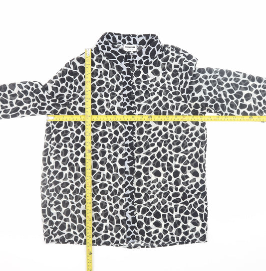 Noisy May Women’s Black Animal Print Chiffon Button-Up Shirt Size S