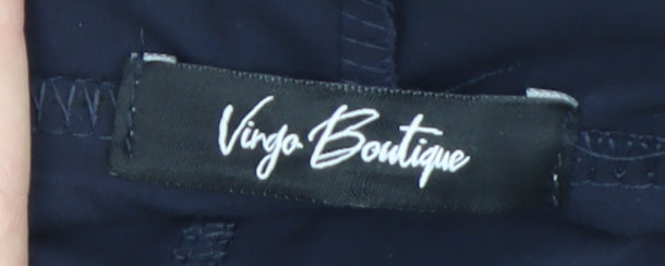 Virgo Boutique Women Blue Hooded Long Parka Coat Size 10