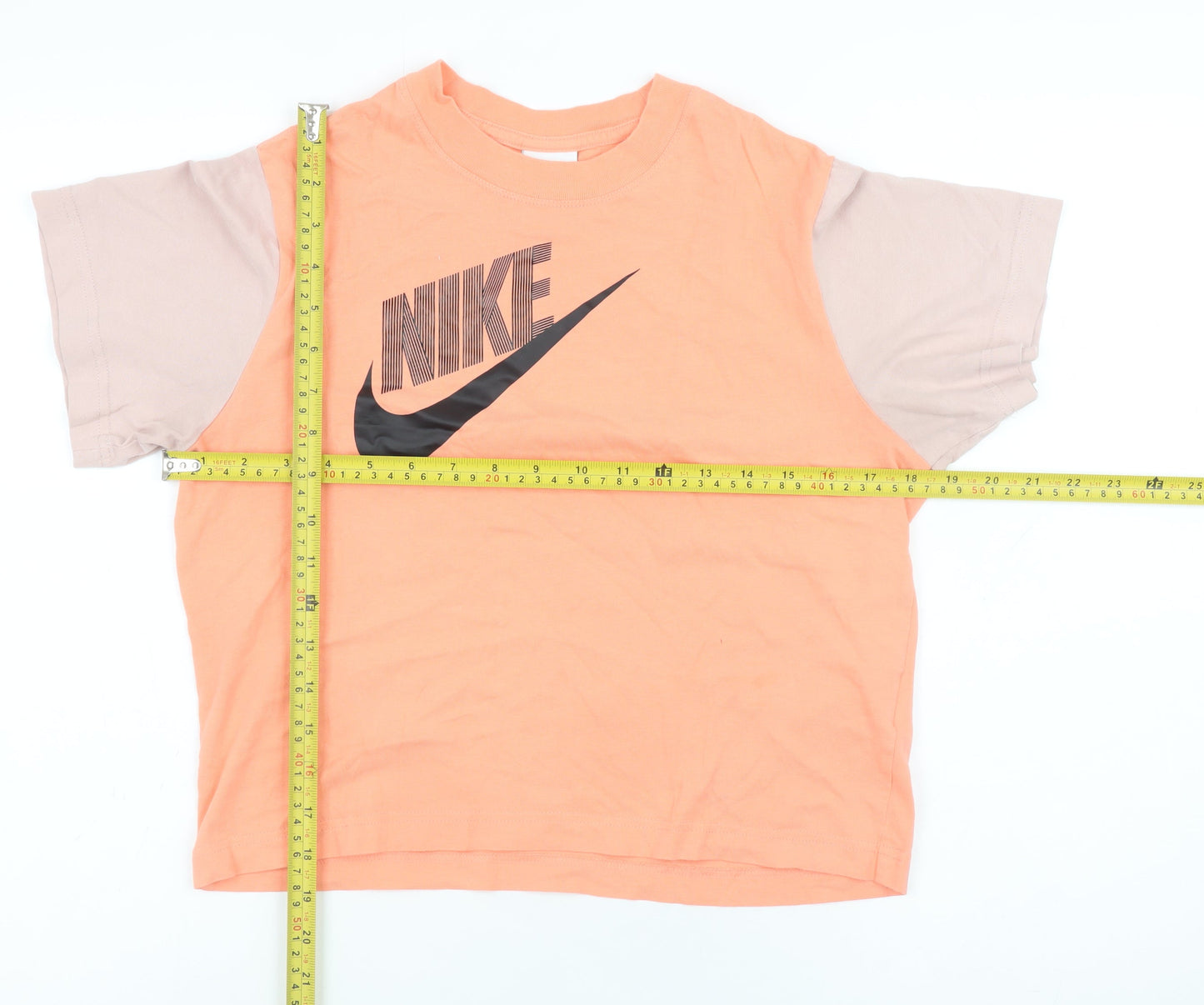 Nike Teens Orange Short Sleeve Cotton T-Shirt L Regular Fit