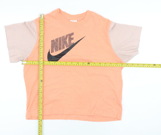 Nike Teens Orange Short Sleeve Cotton T-Shirt L Regular Fit
