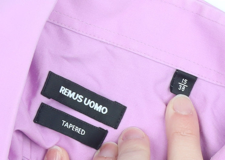 Remus Uomo Men's Pink Tapered Formal Dress Shirt Size 15/38 Long Sleeve
