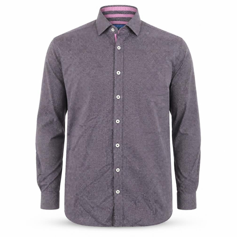 Benetti Men's Purple Slim Fit Geometric Long Sleeve Shirt Size S