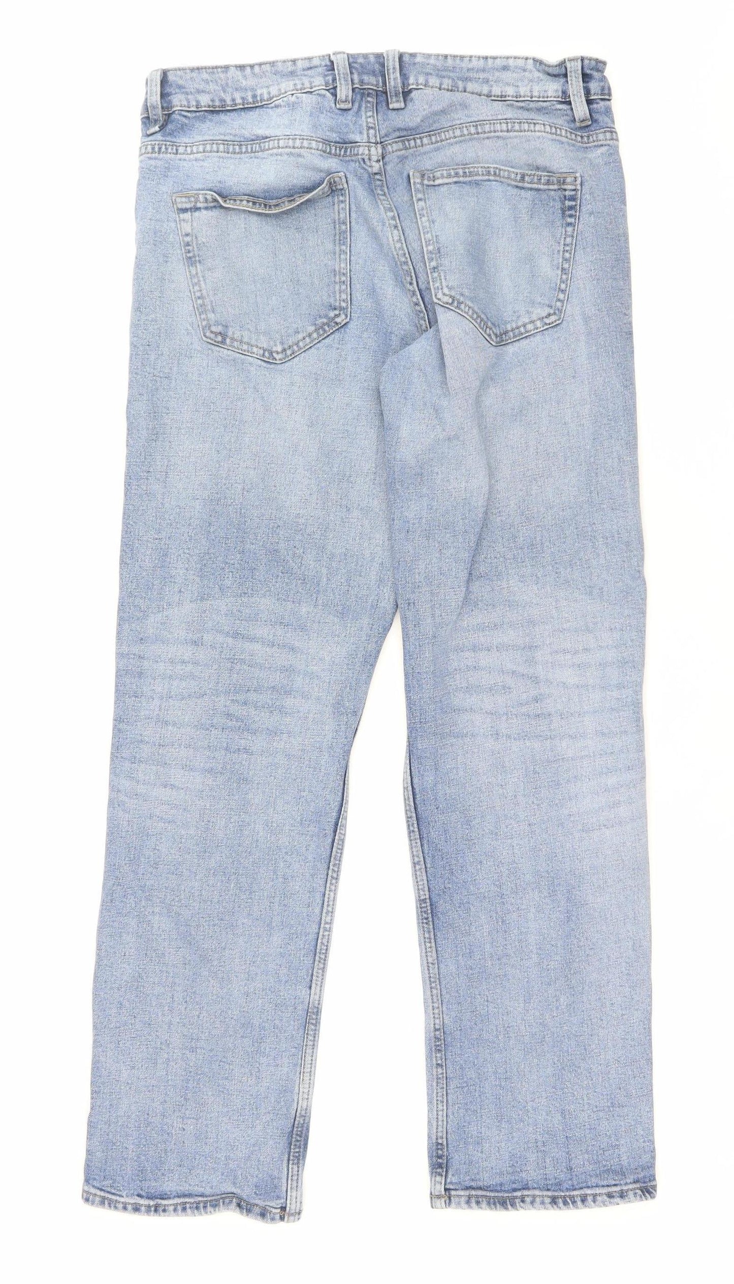 Next Men's Blue Denim Straight Leg Jeans 32W 31L Relaxed Fit