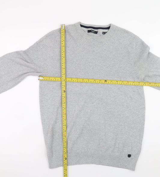 Jack & Jones Men's Grey Knit Crew Neck Jumper Size M Regular Fit