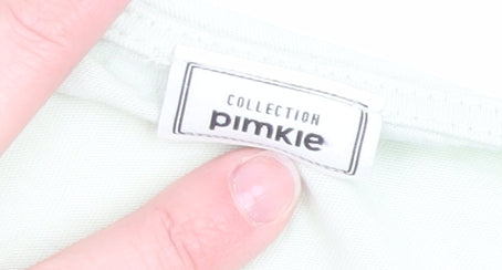 Pimkie Womens Green Sheer Puff Sleeve Square Neck Blouse Size L