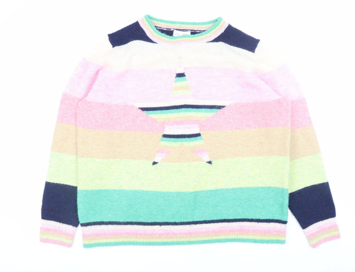 Love & Roses Women’s Multicoloured Striped Star Knit Jumper UK 16