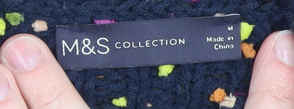 Marks and Spencer Womens Blue Colourful Knit Crew Neck Pullover Jumper M