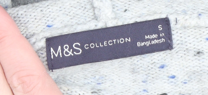 Marks and Spencer Women’s Grey Hooded Chunky-Knit Jumper Size S