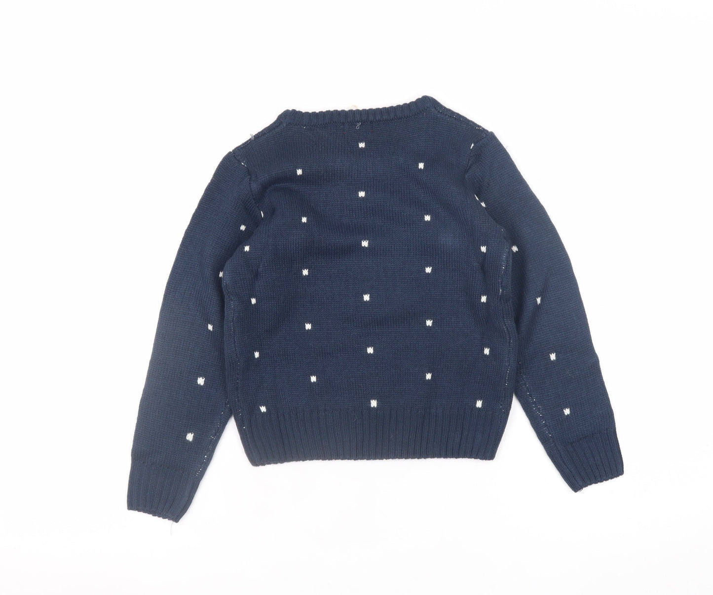 Lily & Dan Girls Navy 5-6 Years Christmas Penguin Jumper