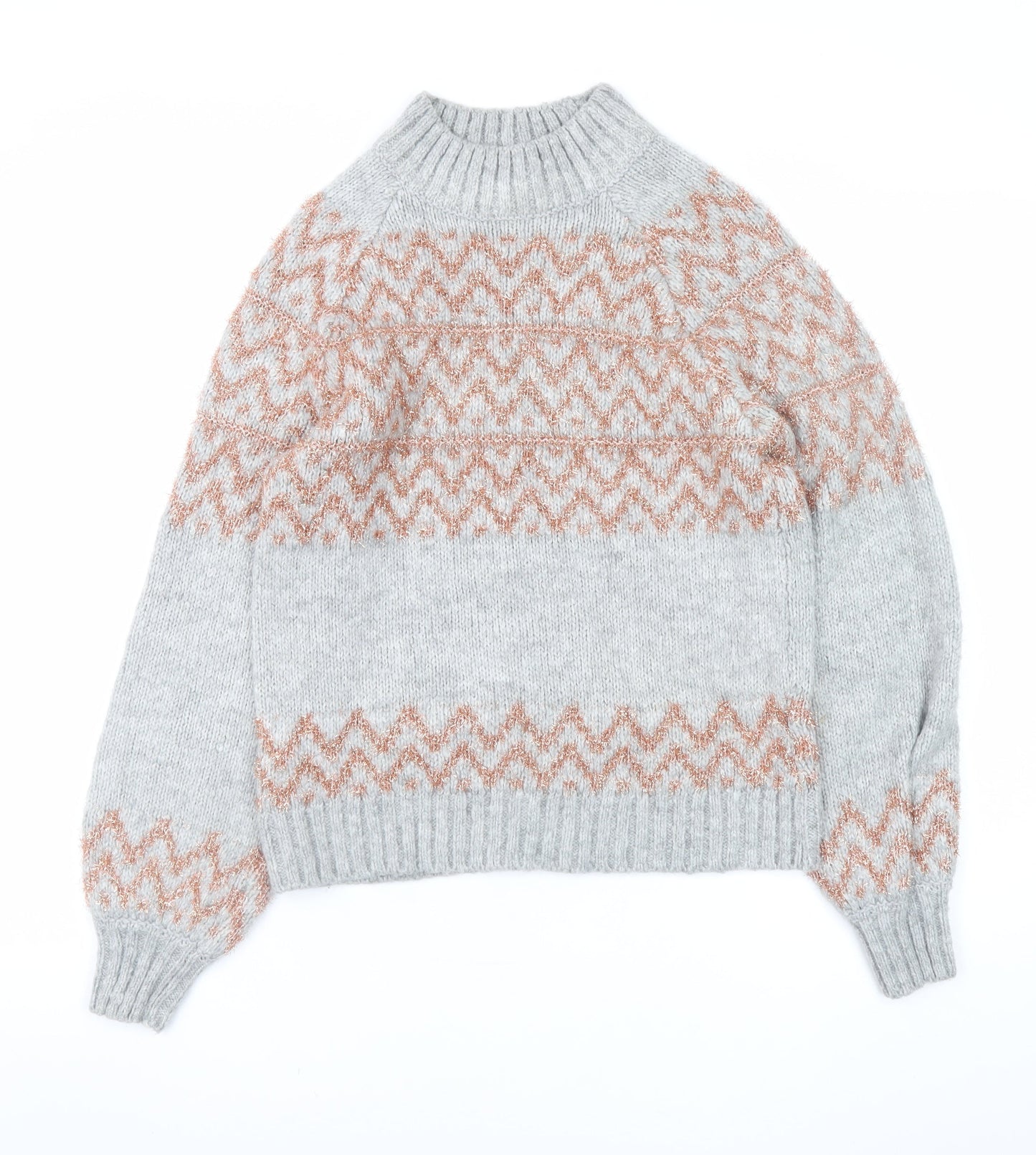 Next Women’s Grey High Neck Chunky Knit Jumper Size 8