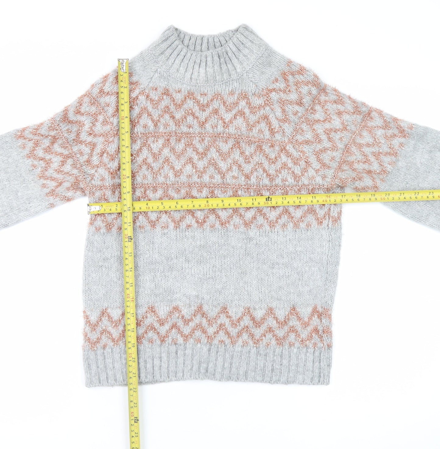 Next Women’s Grey High Neck Chunky Knit Jumper Size 8