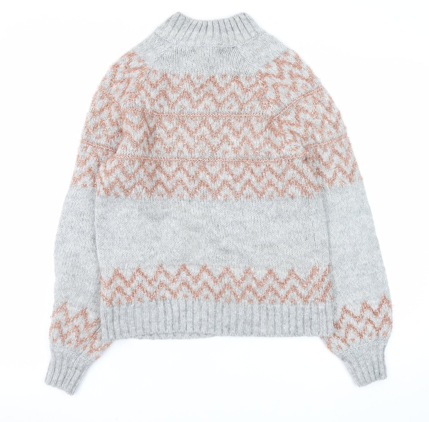 Next Women’s Grey High Neck Chunky Knit Jumper Size 8