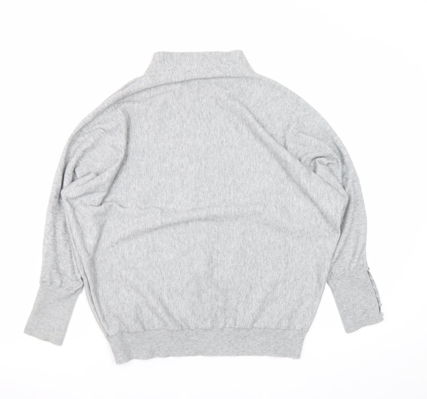 Gallery Women’s Grey Mock Neck Relaxed Fit Knit Jumper Size S