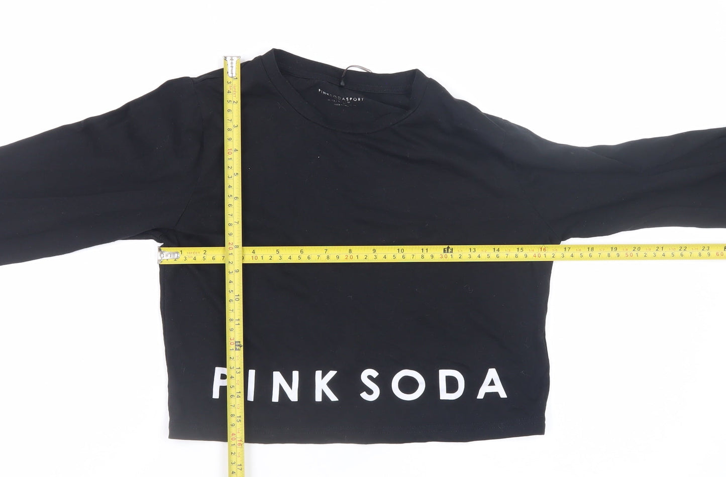 Pink Soda Sport Womens Black Cropped Long Sleeve T-Shirt Size 12