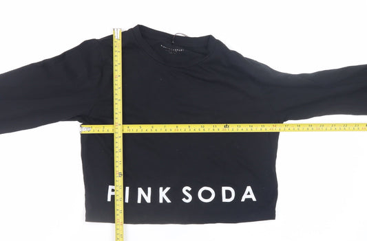 Pink Soda Sport Womens Black Cropped Long Sleeve T-Shirt Size 12