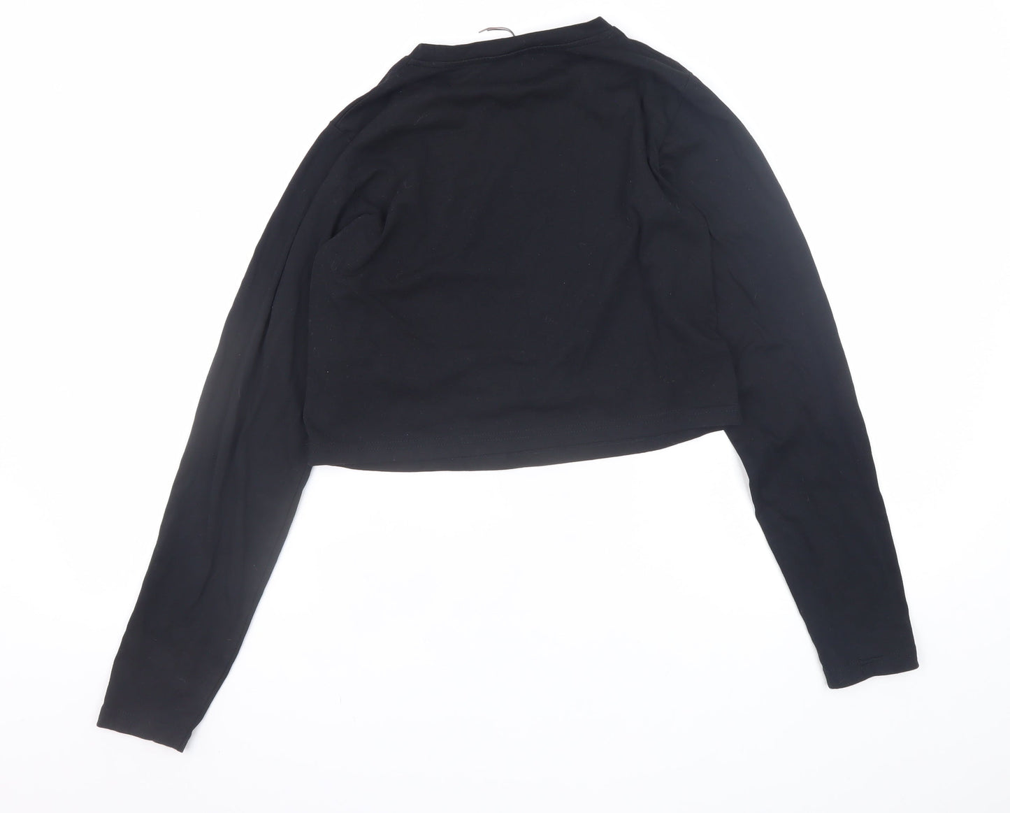 Pink Soda Sport Womens Black Cropped Long Sleeve T-Shirt Size 12