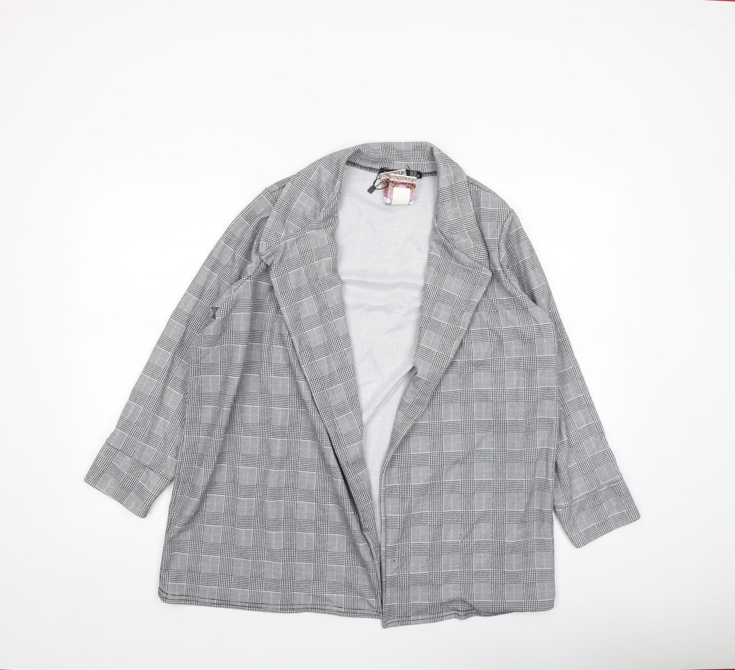 Boohoo Women’s Grey Check Blazer Jacket UK 22 Plus Size Lightweight