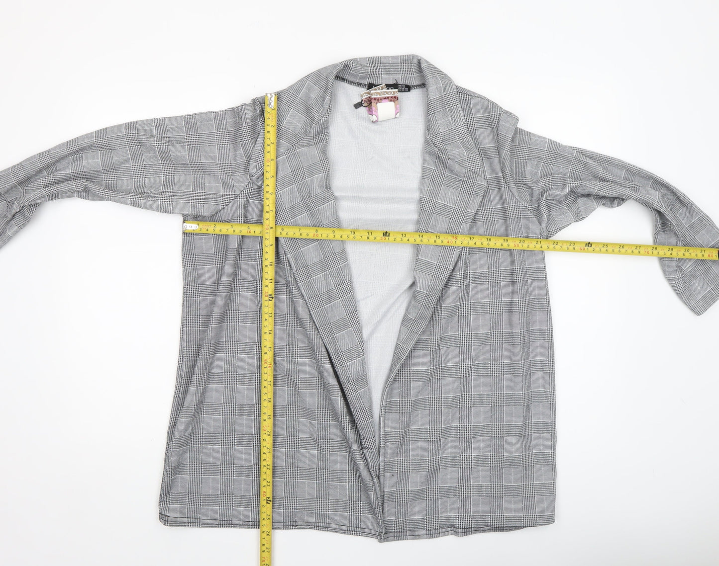 Boohoo Women’s Grey Check Blazer Jacket UK 22 Plus Size Lightweight