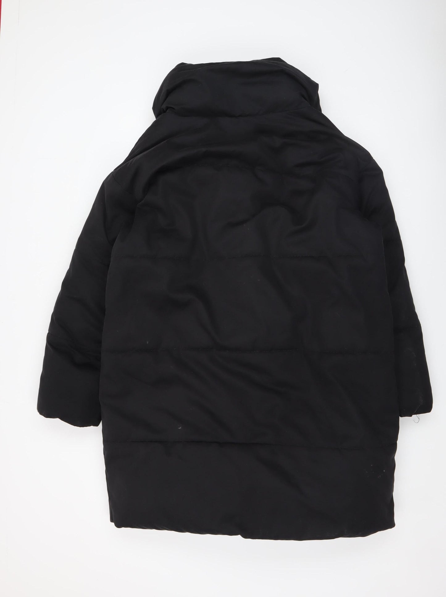 Monki Women's Black Puffer Coat Size S Mid-Length Polyester Winter Jacket
