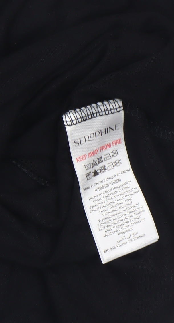 Seraphine Women’s Black Roll Neck Maternity Long Sleeve Jersey Top Size S