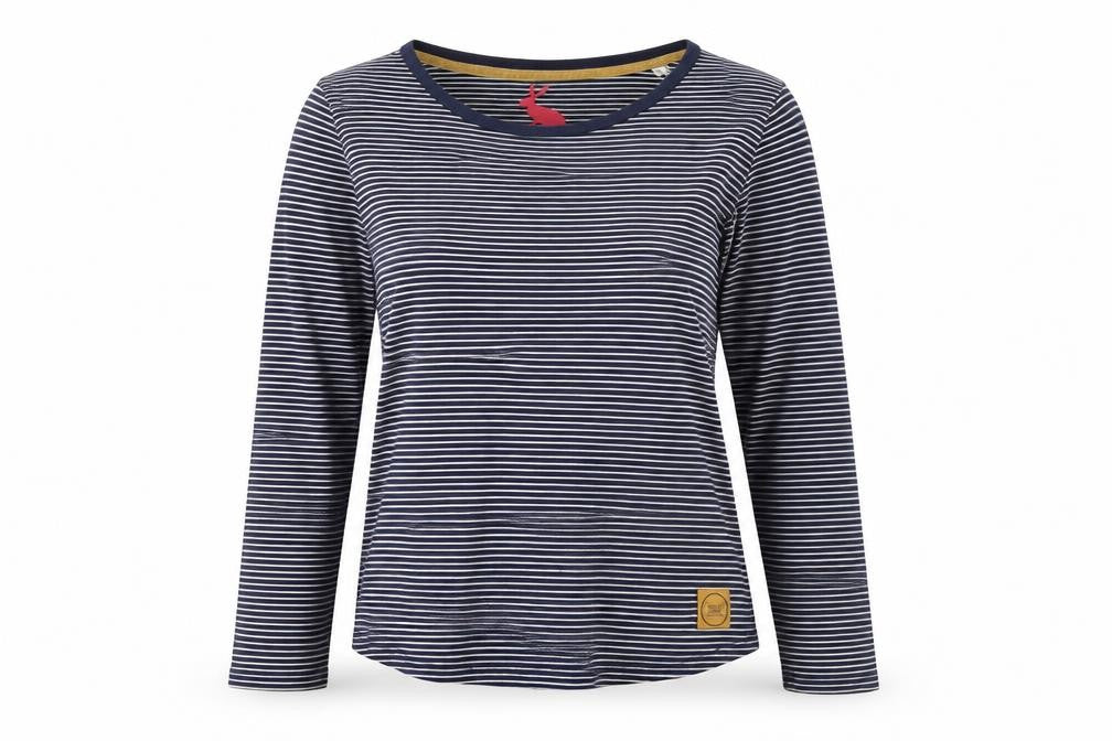 Joules Womens Blue Striped Long Sleeve Cotton Modal T-Shirt Size 10