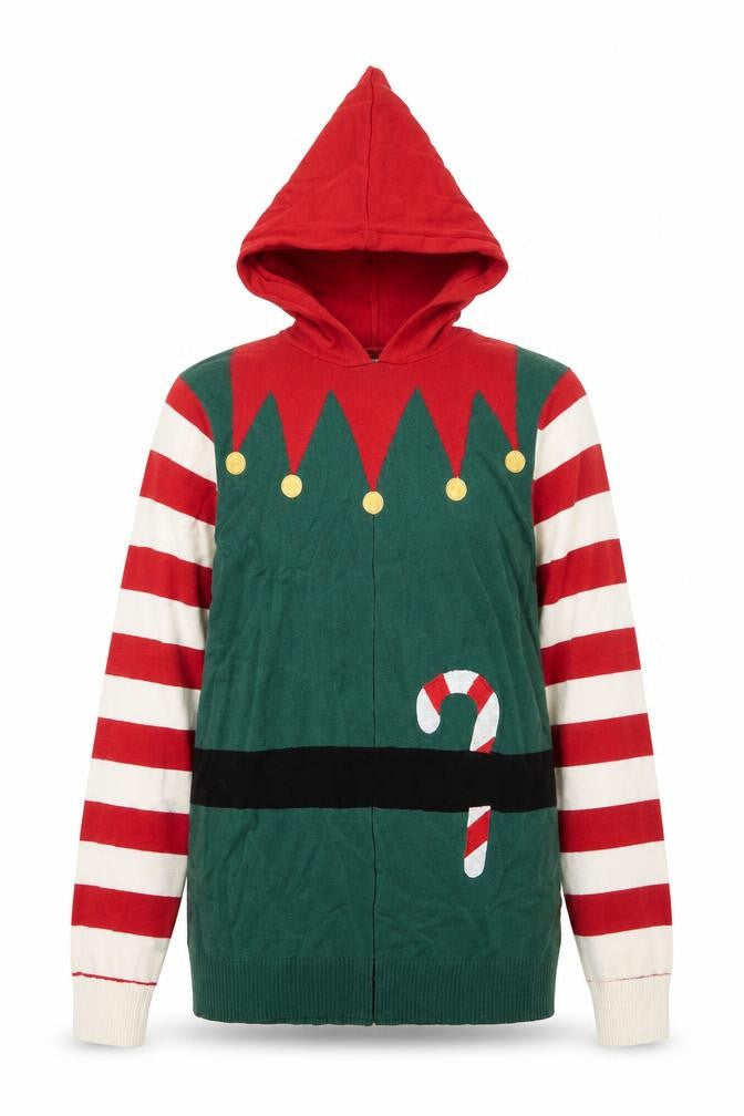 Brave Soul Men's Multicoloured Small Elf Hooded Christmas Jumper