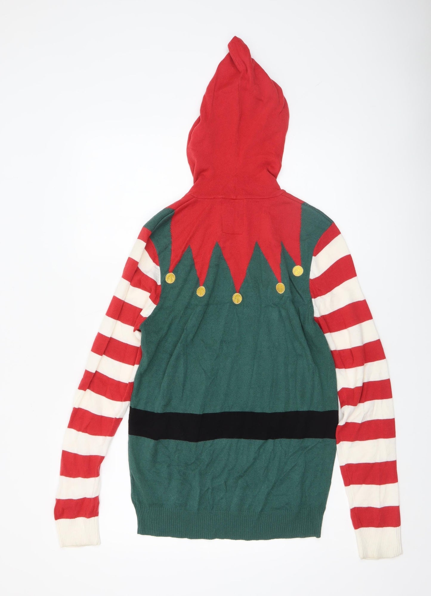 Brave Soul Men's Multicoloured Small Elf Hooded Christmas Jumper