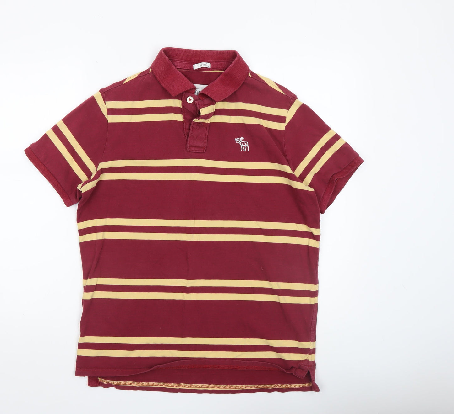 Abercrombie & Fitch Men’s Red Striped Polo Shirt Size L