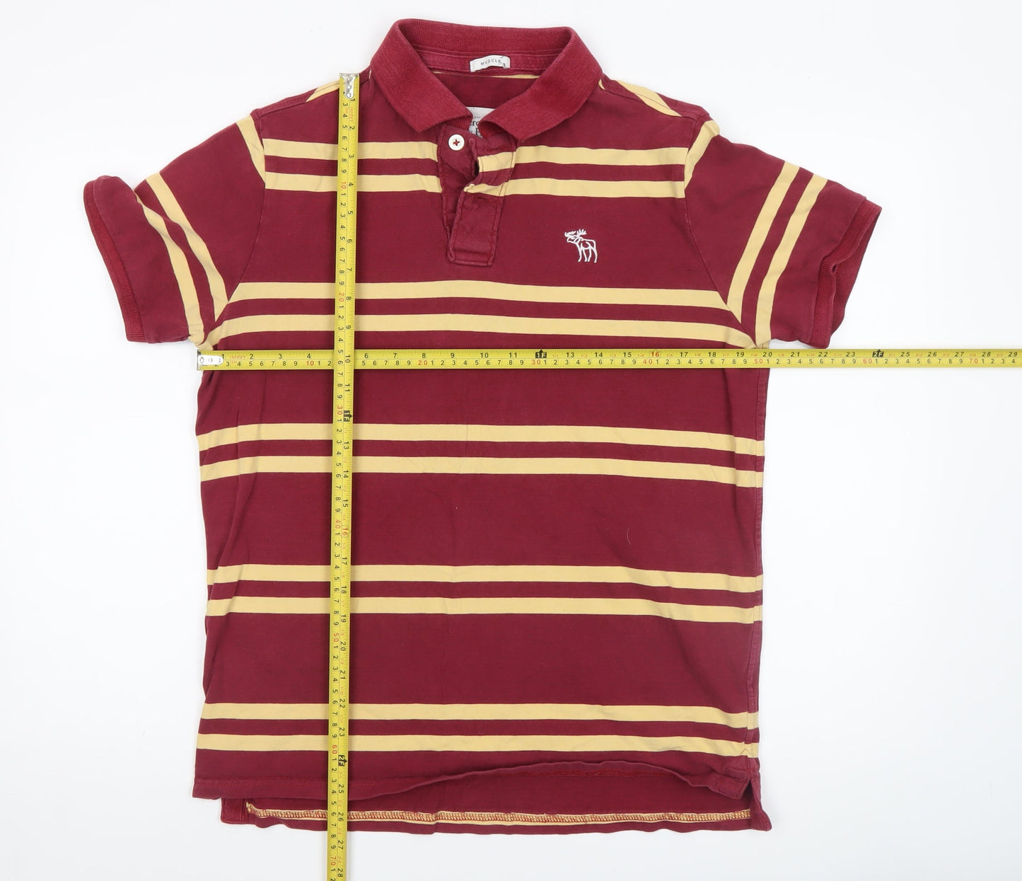 Abercrombie & Fitch Men’s Red Striped Polo Shirt Size L