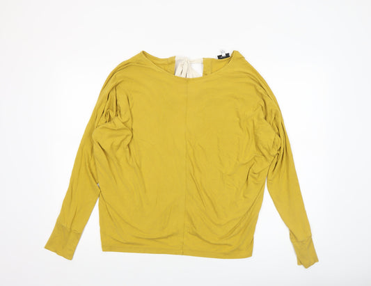 Reiss Women’s Yellow V-Neck Long Sleeve Tunic Blouse Size M