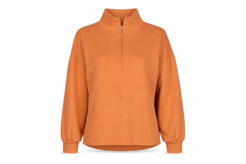 Gallery Women’s Orange 1/2 Zip Modal Blend Pullover Sweatshirt XS