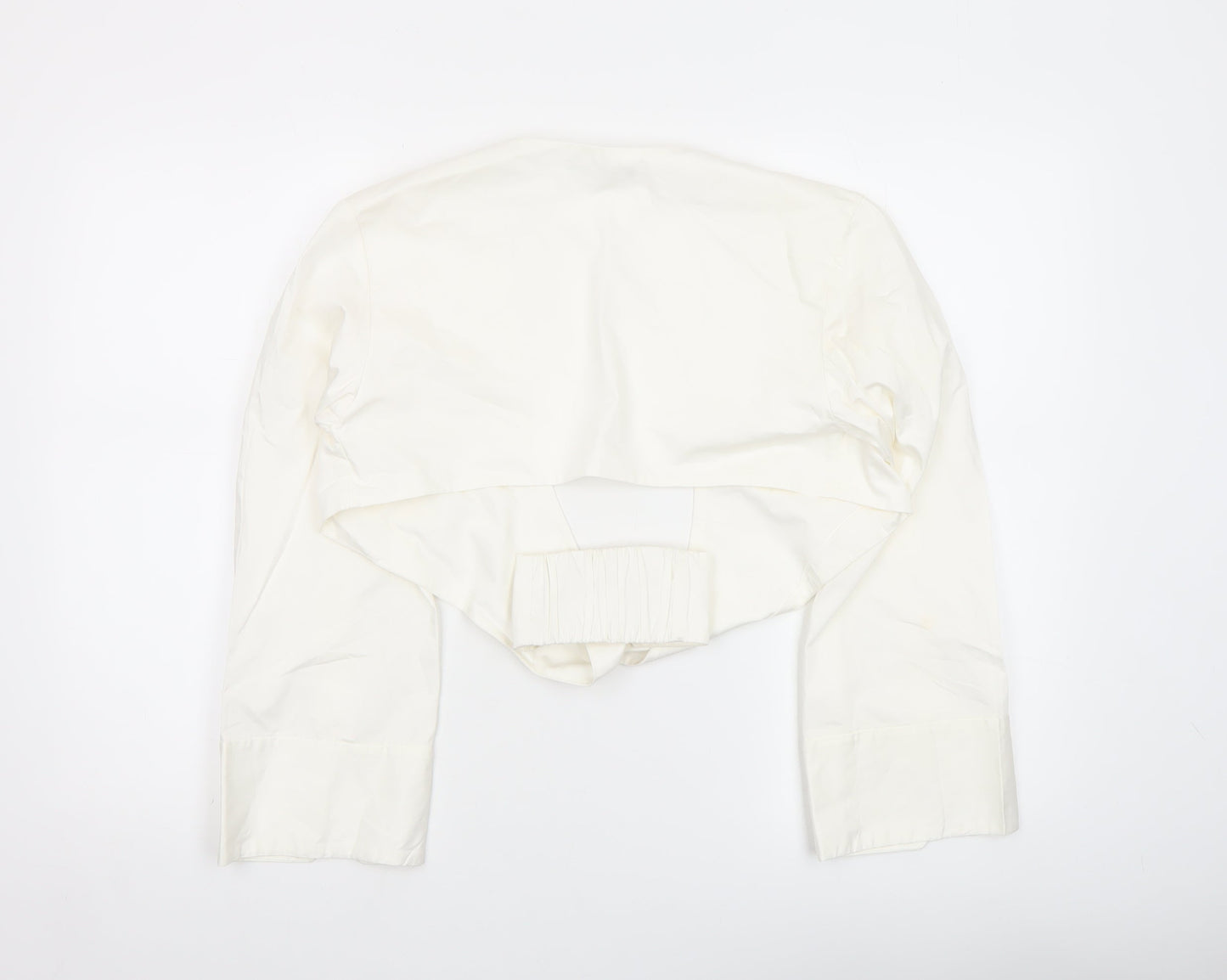 ZARA Women Ivory Cropped Button Blouse Size 8 Long Sleeve