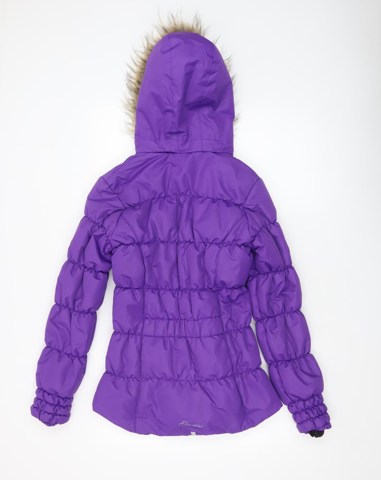 Dare 2b Girls Purple Puffer Jacket 16 Years Hooded Fur Trim Winter Coat