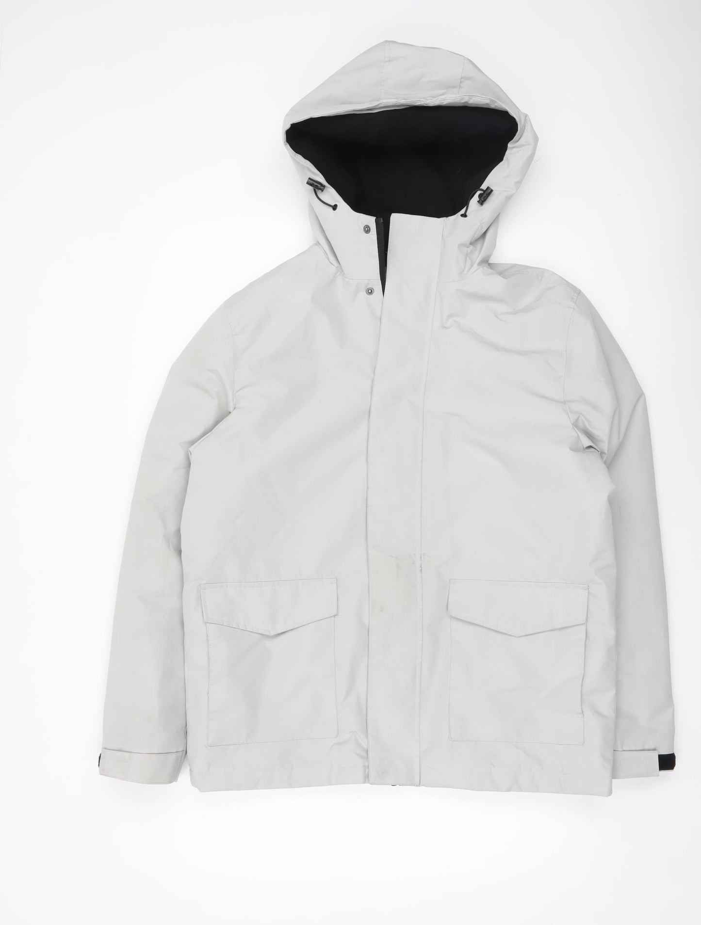 Primark Men's Grey Waterproof Hooded Parka Jacket Size Small