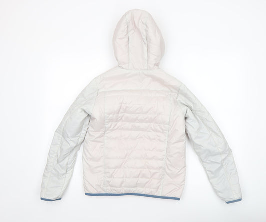 Quechua Girls Ivory Hooded Puffer Jacket 12 Years Polyester Lightweight