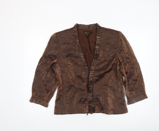 Oblique Petite Women’s Brown Shawl Collar Taffeta Suit Jacket Size 12