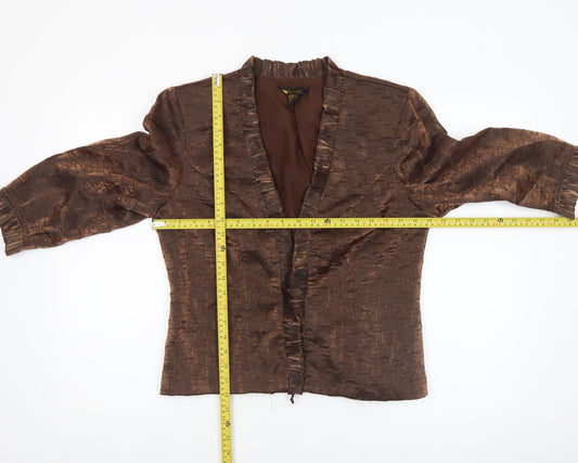 Oblique Petite Women’s Brown Shawl Collar Taffeta Suit Jacket Size 12