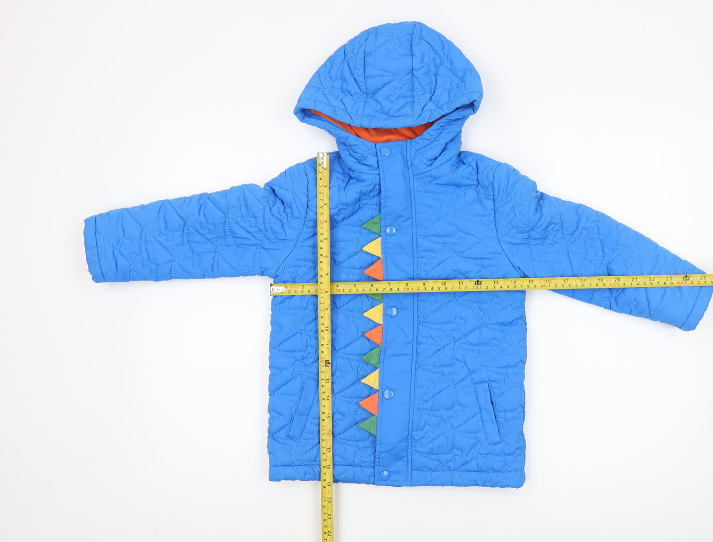 Mothercare Boys Blue Dinosaur Hooded Puffer Jacket 5-6 Years Quilted Lined