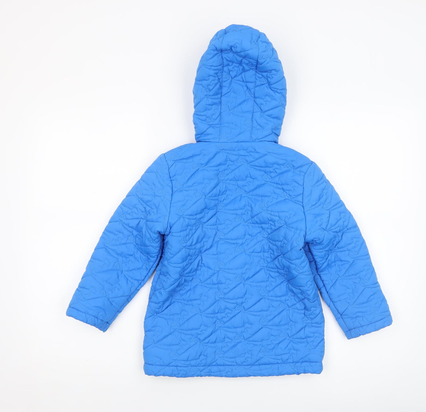 Mothercare Boys Blue Dinosaur Hooded Puffer Jacket 5-6 Years Quilted Lined