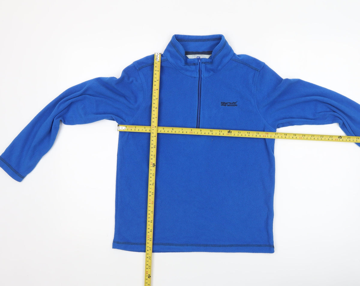 Back view of Regatta boys’ blue fleece 1/4 zip pullover sweatshirt 11-12 years