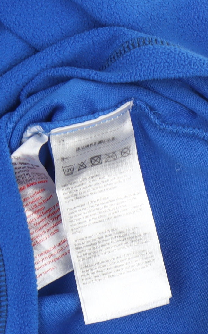 Brand and care label for Regatta boys’ blue fleece 1/4 zip pullover sweatshirt 11-12 years