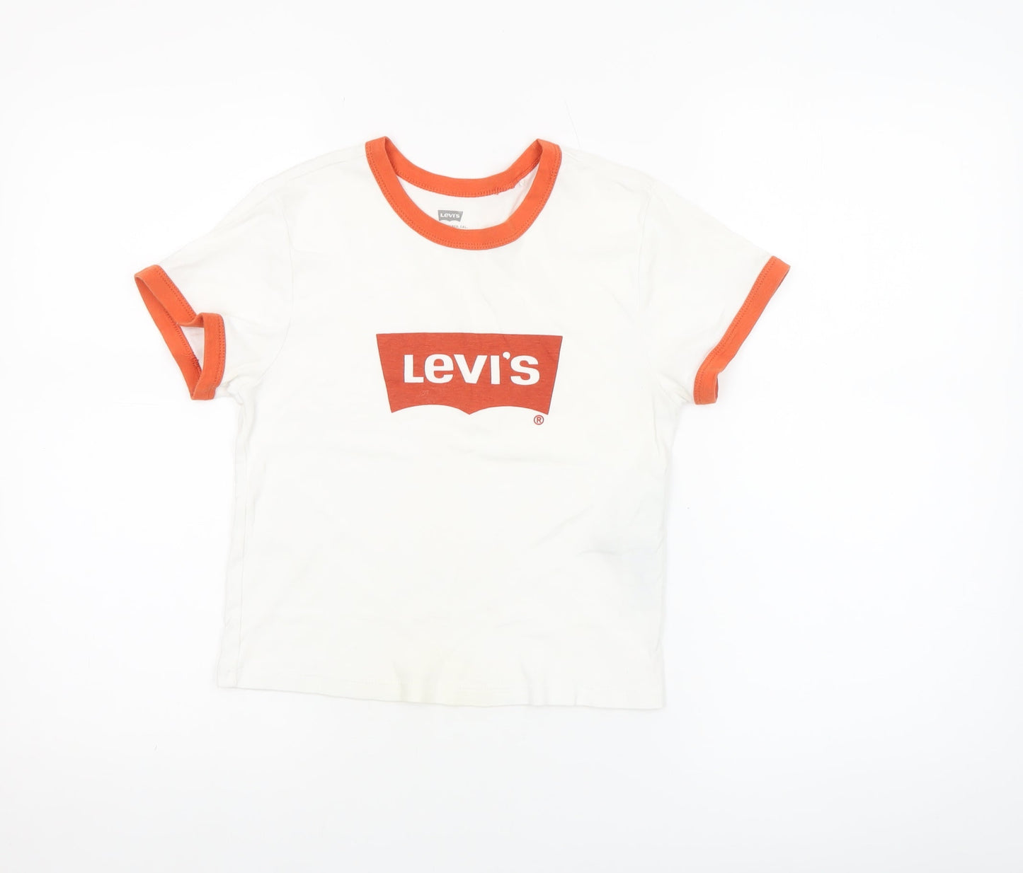 Levi's Women's White Ringer T-Shirt Medium Short Sleeve Cotton Retro