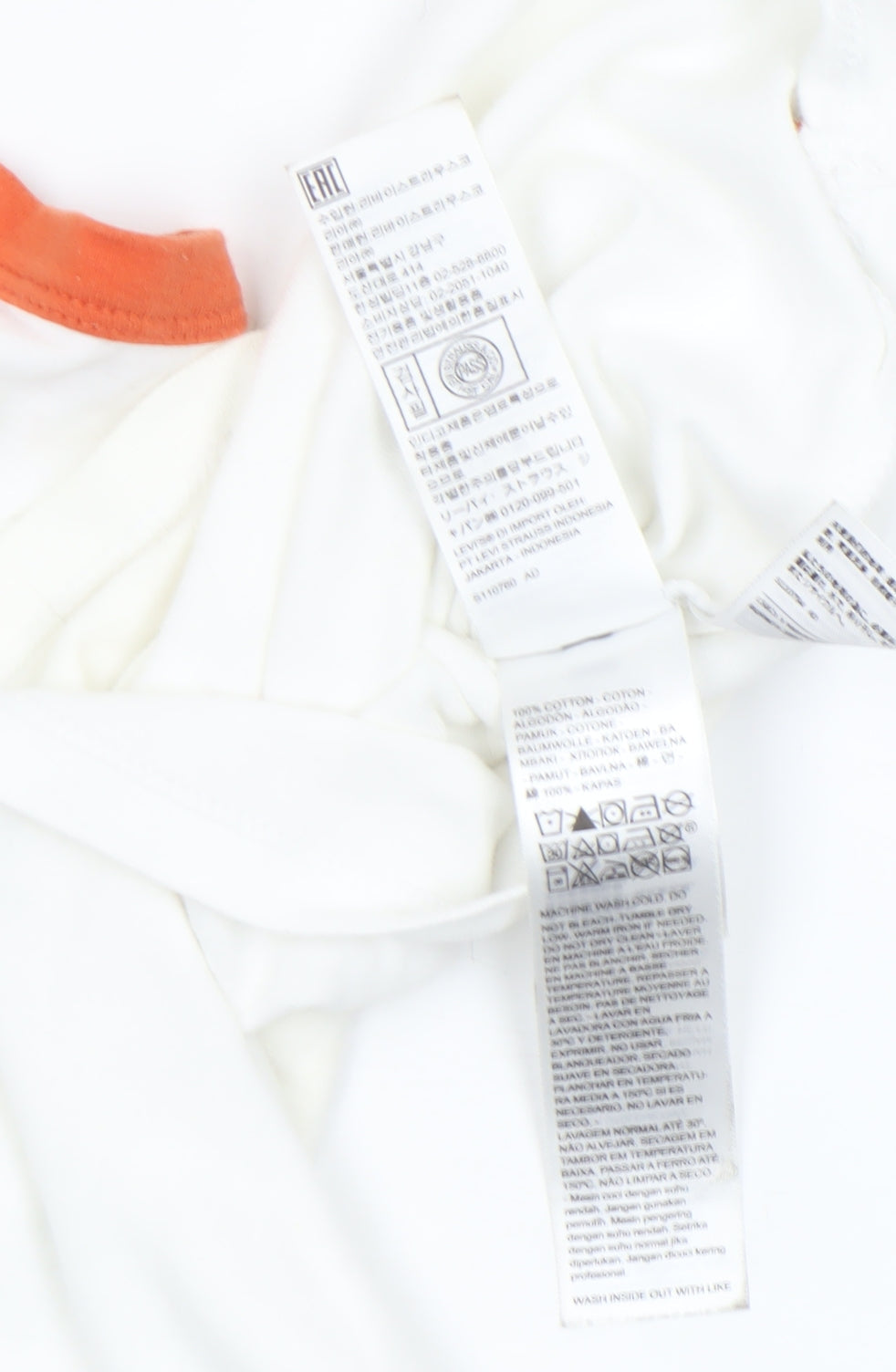 Levi's Women's White Ringer T-Shirt Medium Short Sleeve Cotton Retro