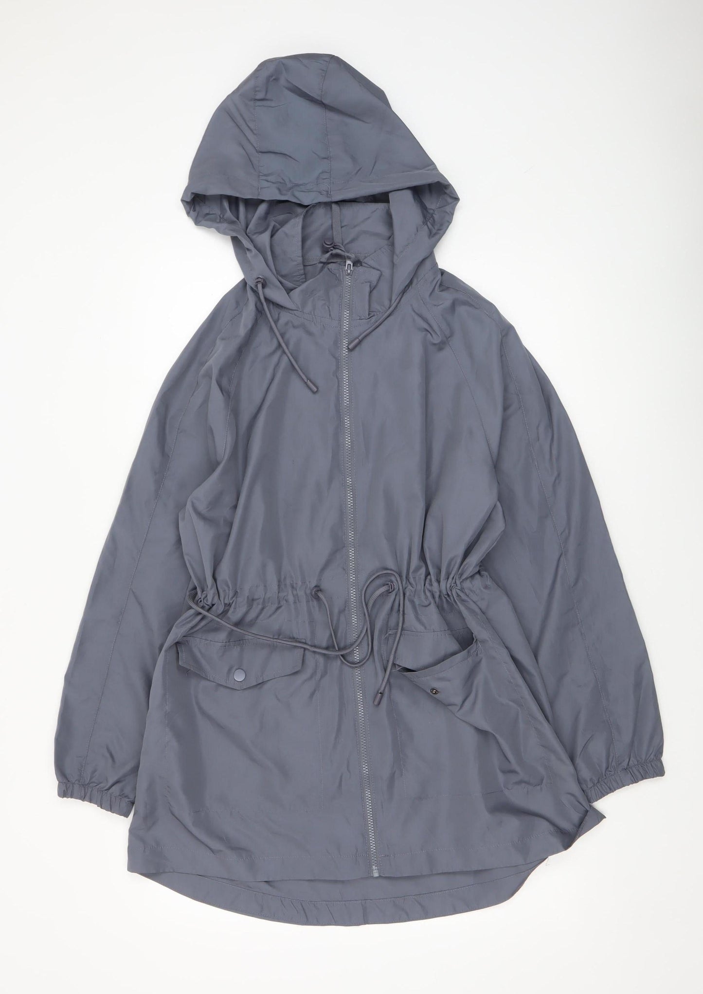 Primark Women Grey Hooded Anorak Jacket Size 12 Regular Fit