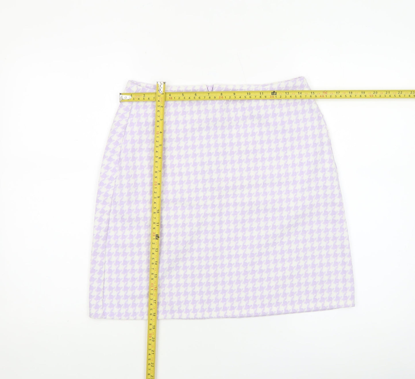 Noisy May Women's Purple Check Tweed Short Pencil Skirt Size S