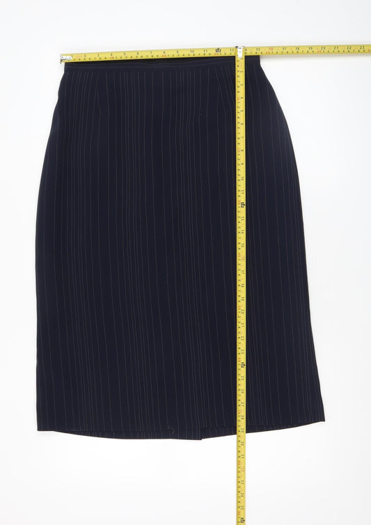 Tod Barry Women Black Pinstripe Stretch Pencil Skirt Size 12