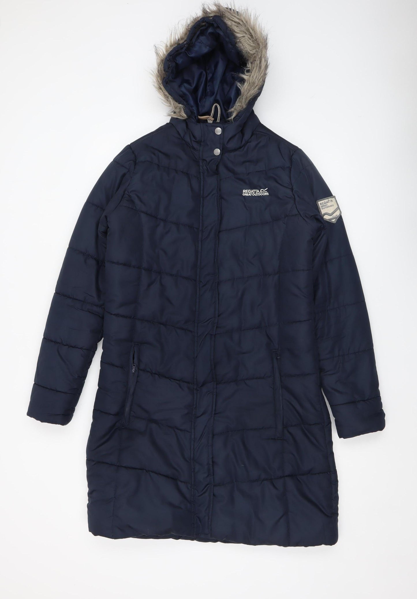 Regatta Women's Blue Long Puffer Coat Hooded Size 12